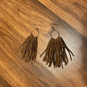 Brown suede tassel earrings